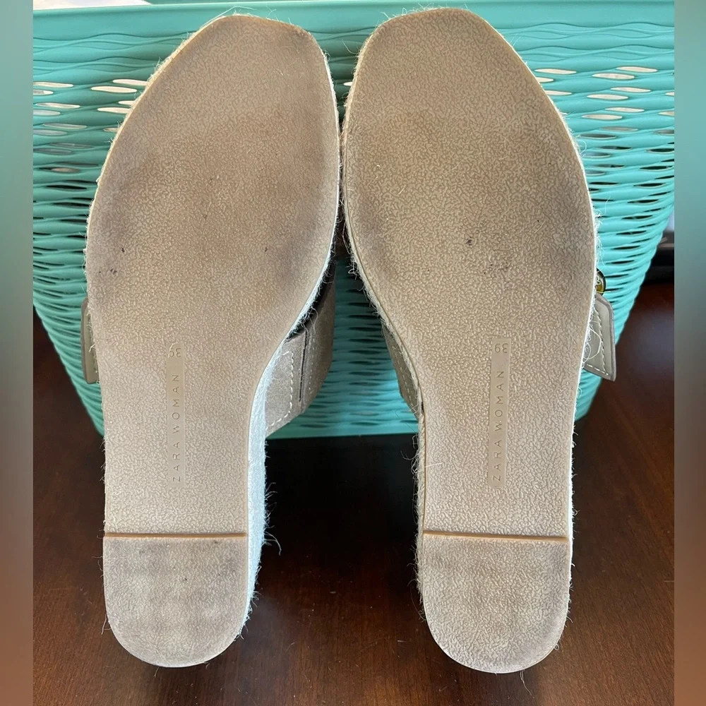 Zara Women's Tan Suede Platform Sandals - Picture 9 of 9